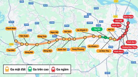 Khu vực sẽ xây dựng đường sắt đô thị 65.000 tỷ, dài gần 40 km, khởi công năm nay ở Hà Nội 