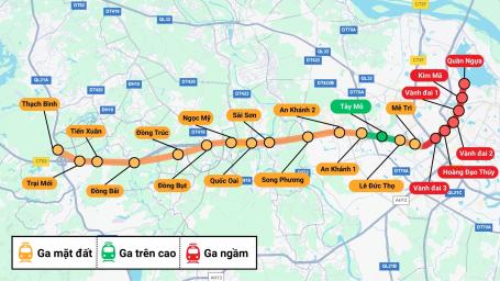 Khu vực sẽ xây dựng đường sắt đô thị 65.000 tỷ, dài gần 40 km, khởi công năm nay ở Hà Nội 